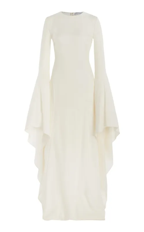 Sigrud Draped Maxi Dress in Ivory Wool Silk Gauze sold by Gabriela Hearst