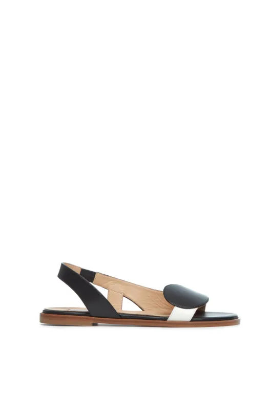 Pippa Flat Sandal in Black & Ivory Nappa Leather made by Gabriela Hearst