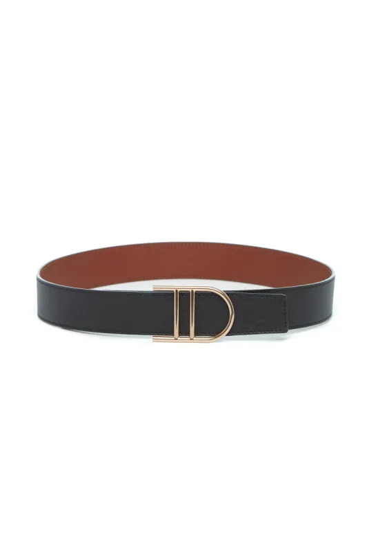 Reversible Neala Belt in Black & Cognac Leather sold by Gabriela Hearst