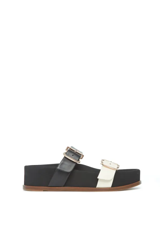 Wren Platform Sandal in Black & Ivory Nappa Leather sold by Gabriela Hearst