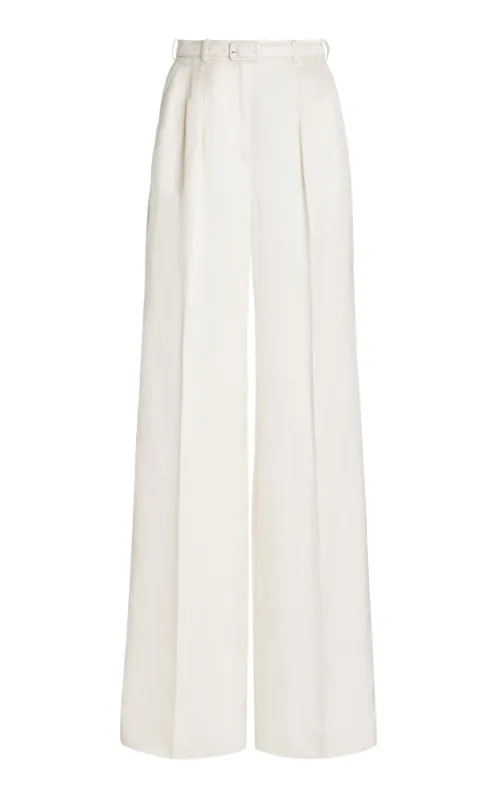 Vargas Pant in Ivory Silk Linen Satin sold by Gabriela Hearst