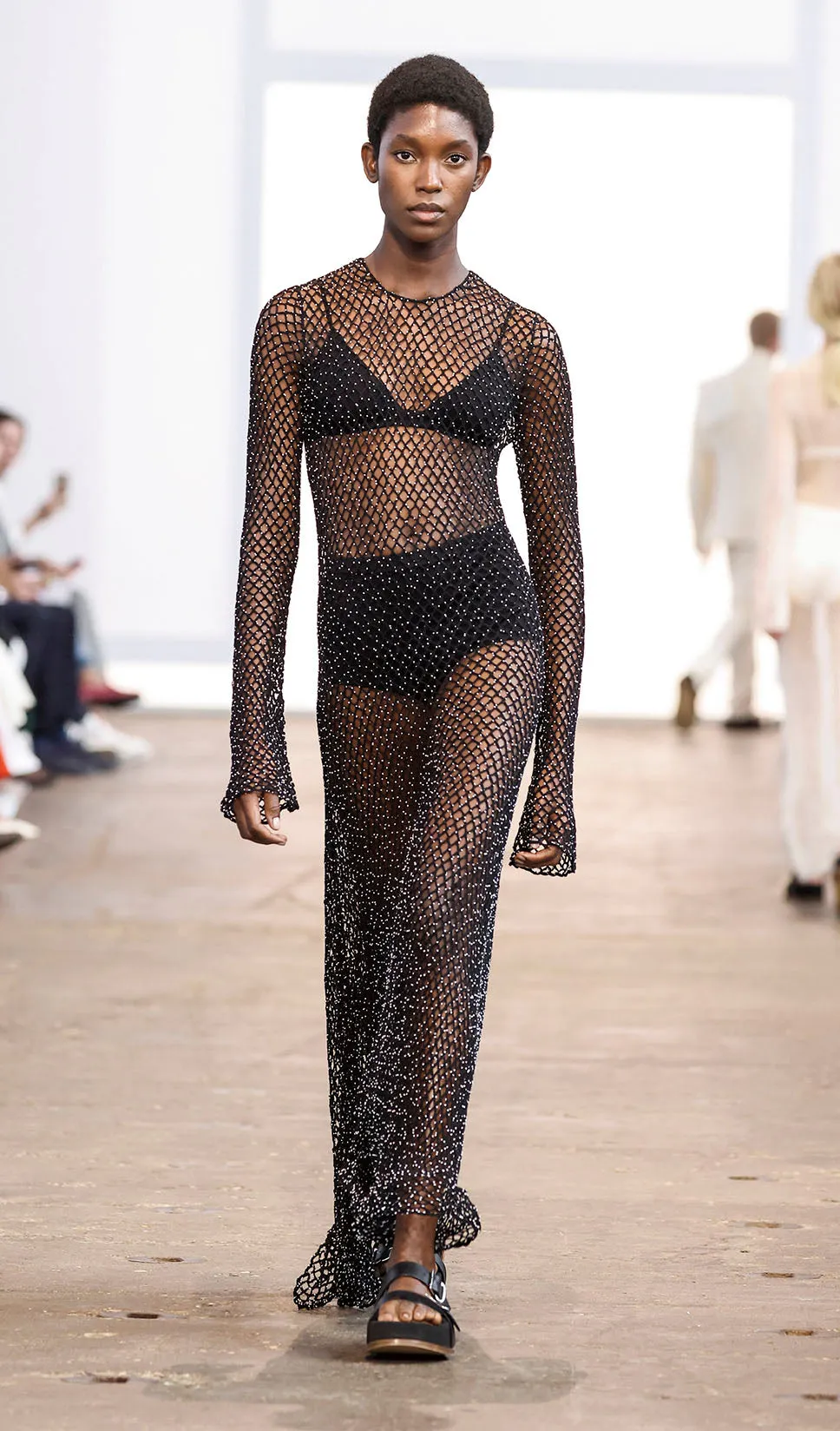 Xavier Crochet Maxi Dress in Black Beaded Cashmere sold by Gabriela Hearst product image thumbnail 2