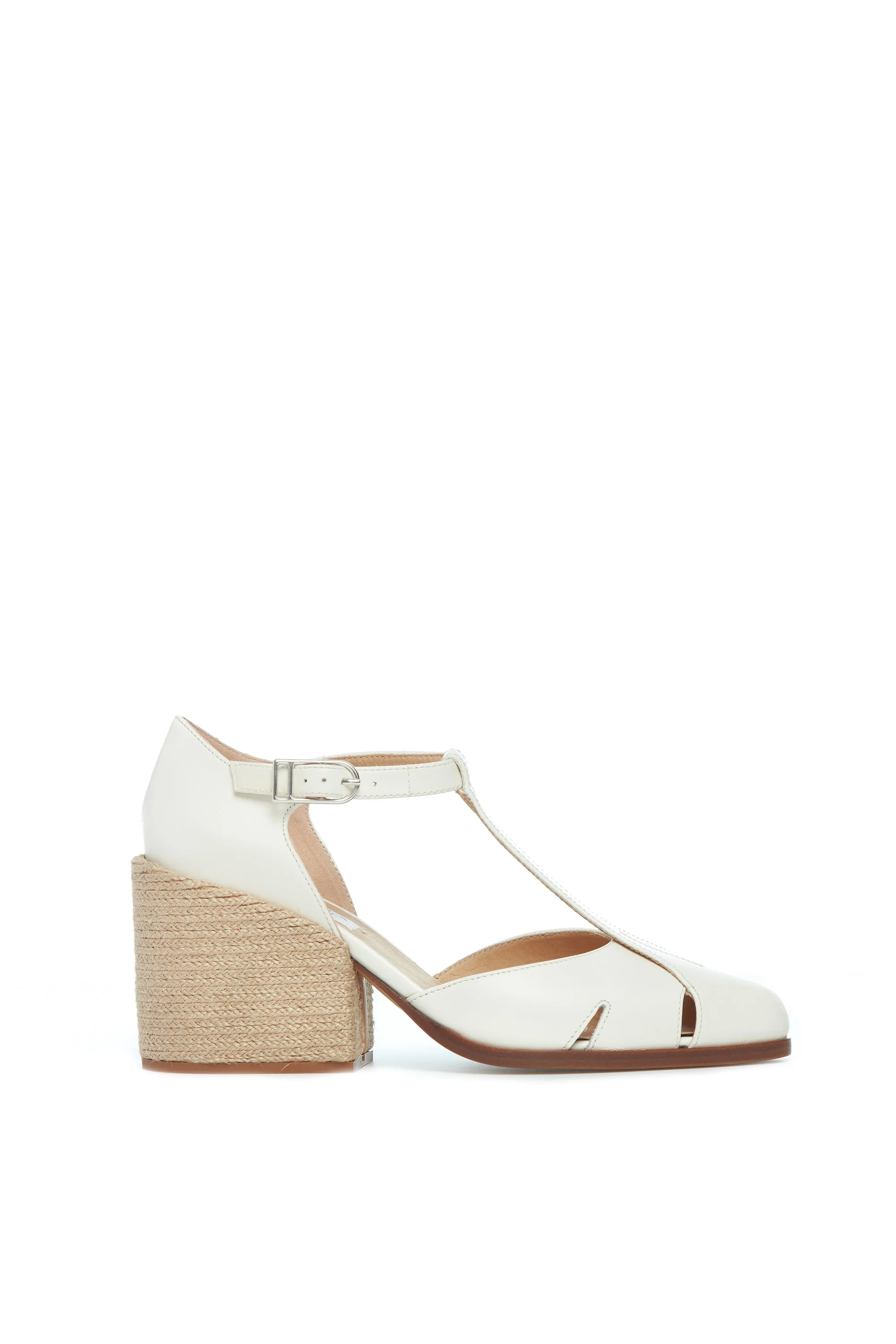 Ivy T-Strap Heel in Cream Leather sold by Gabriela Hearst