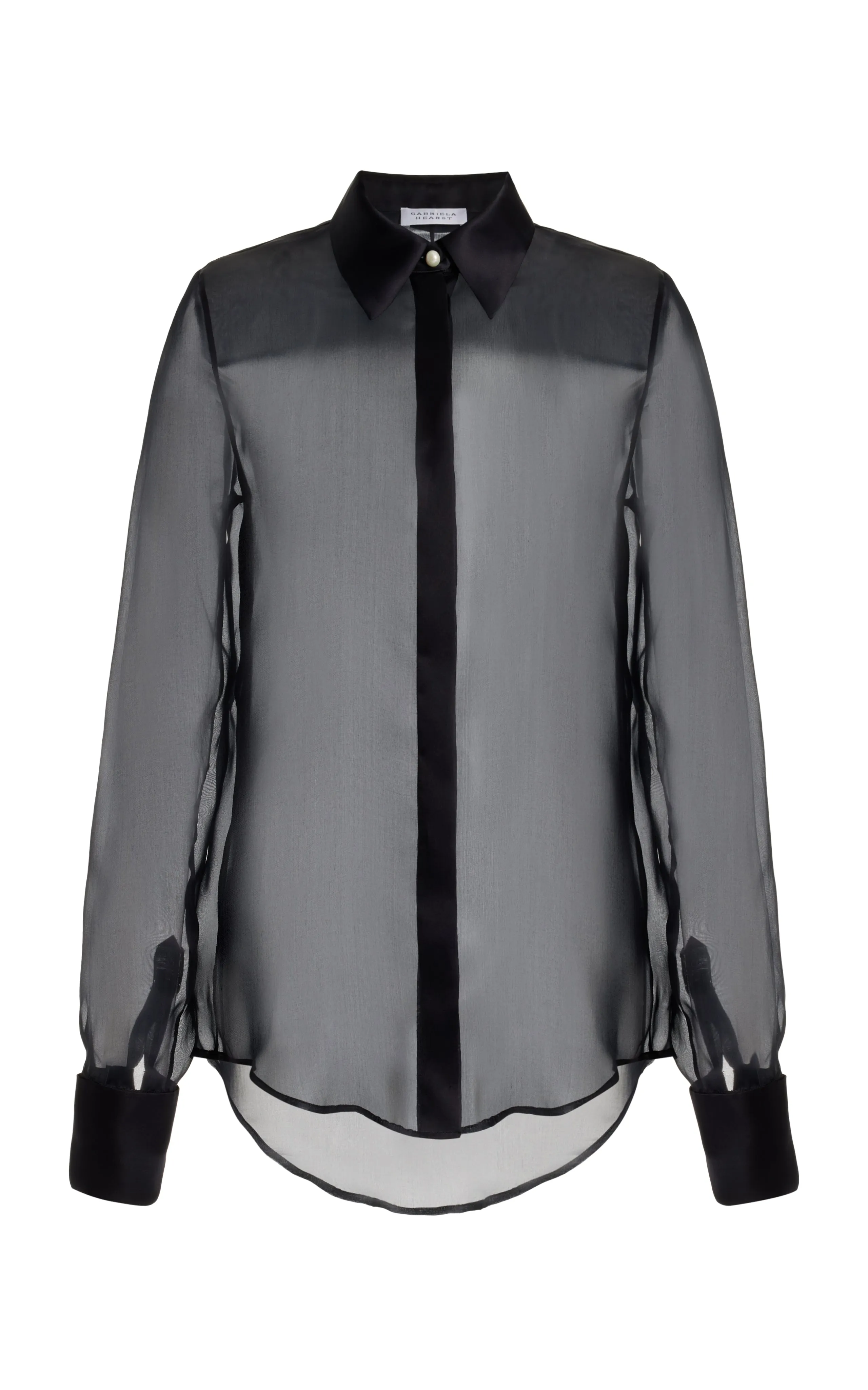 Horus Sheer Shirt in Black Silk Organza sold by Gabriela Hearst