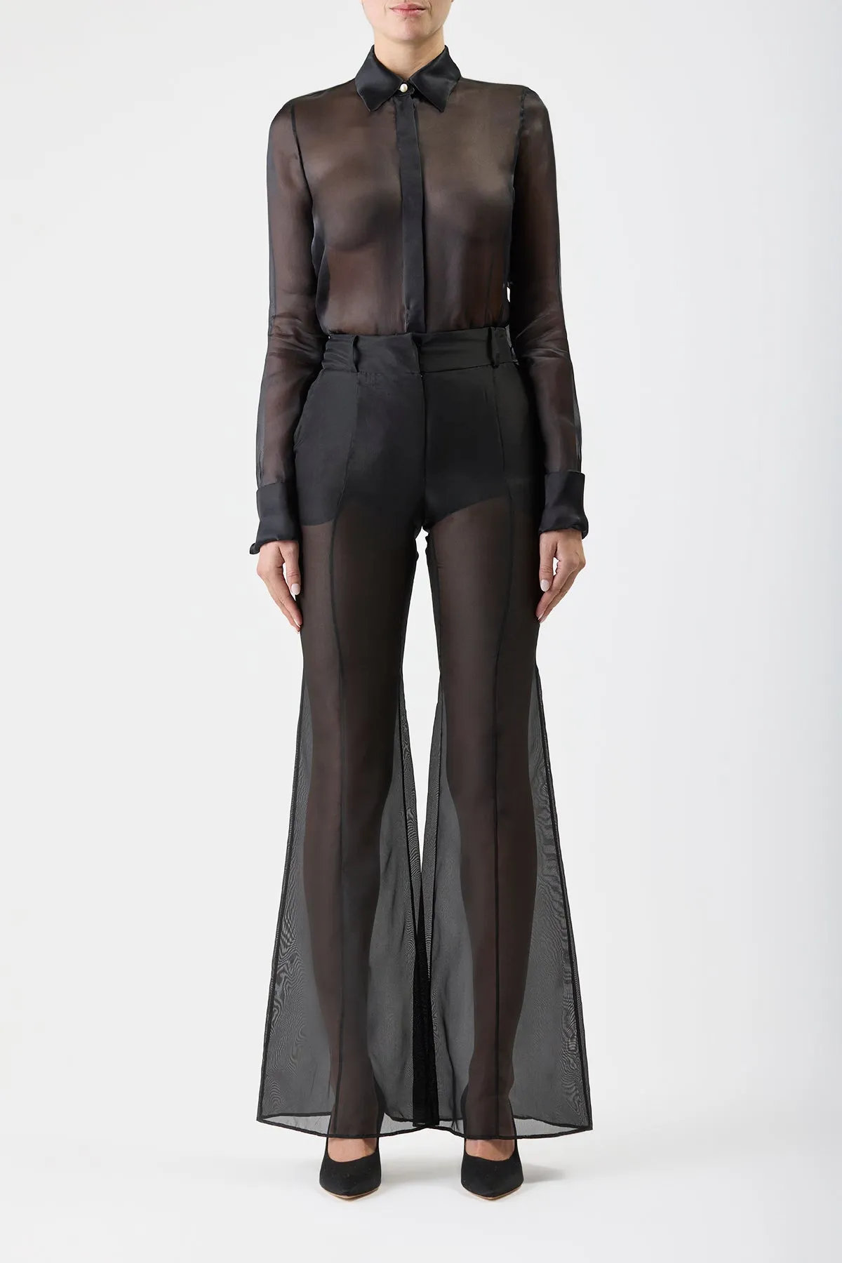 Horus Sheer Shirt in Black Silk Organza sold by Gabriela Hearst product image thumbnail 3