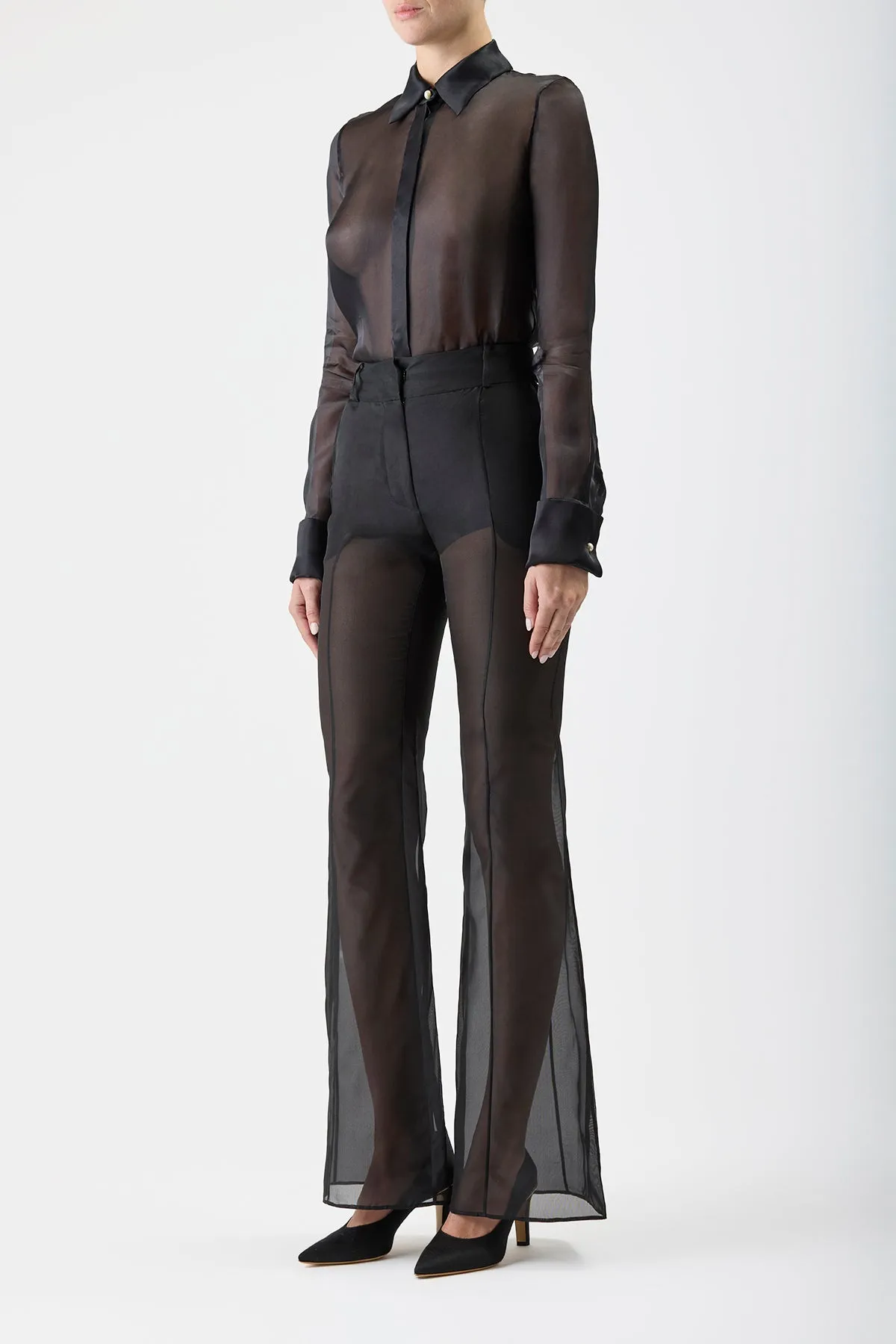 Horus Sheer Shirt in Black Silk Organza sold by Gabriela Hearst product image thumbnail 4