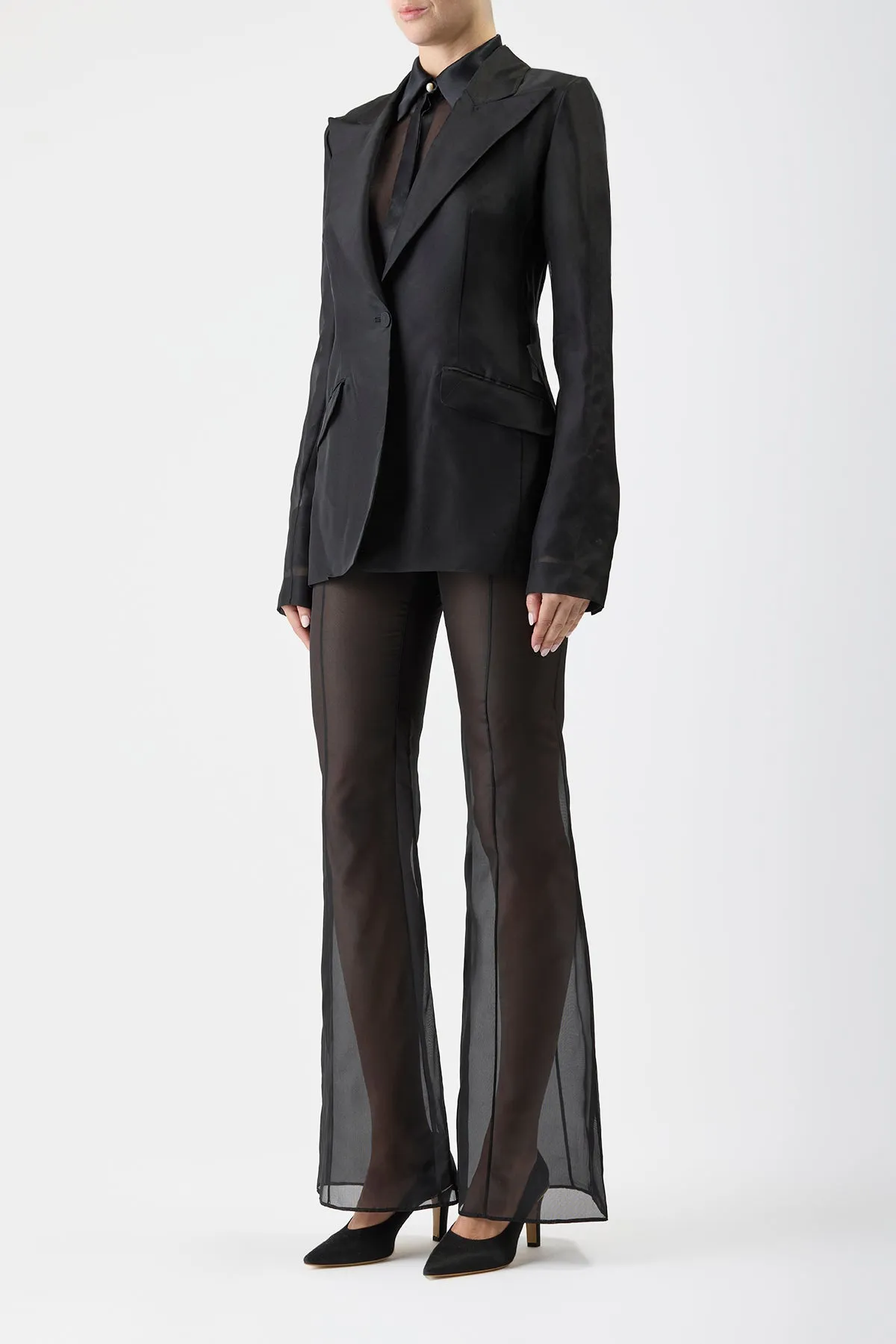 Leiva Sheer Blazer in Black Silk Organza sold by Gabriela Hearst product image thumbnail 4