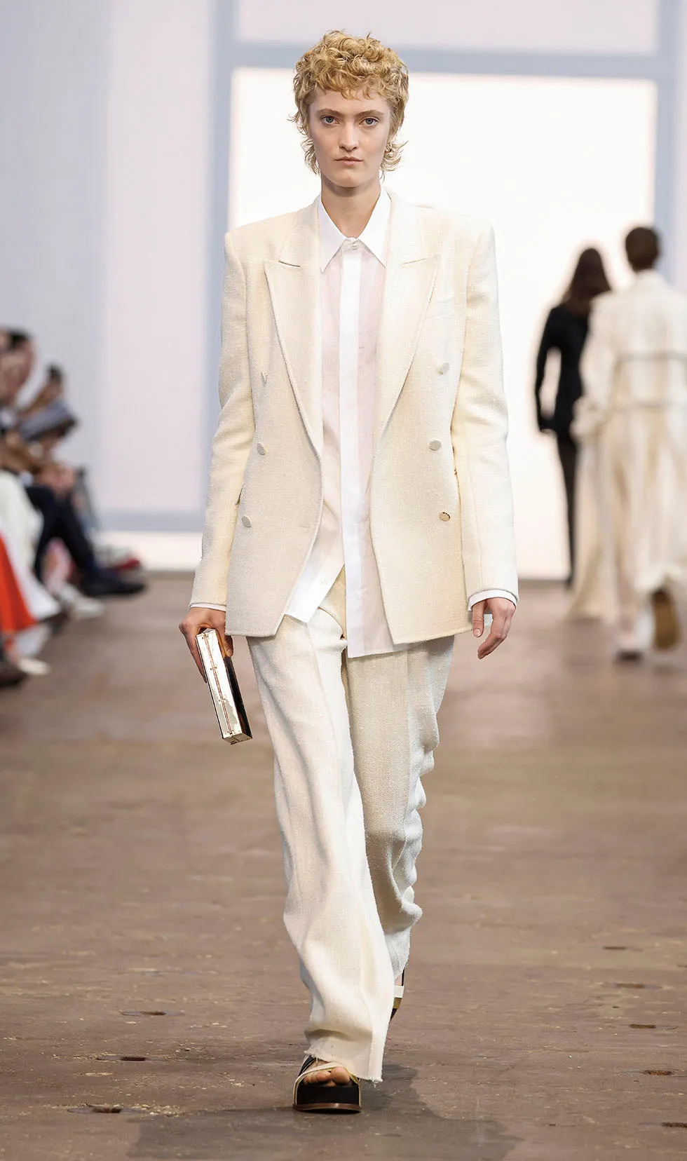 Gavin Blazer in Ivory Silk Virgin Wool Slub sold by Gabriela Hearst product image thumbnail 2