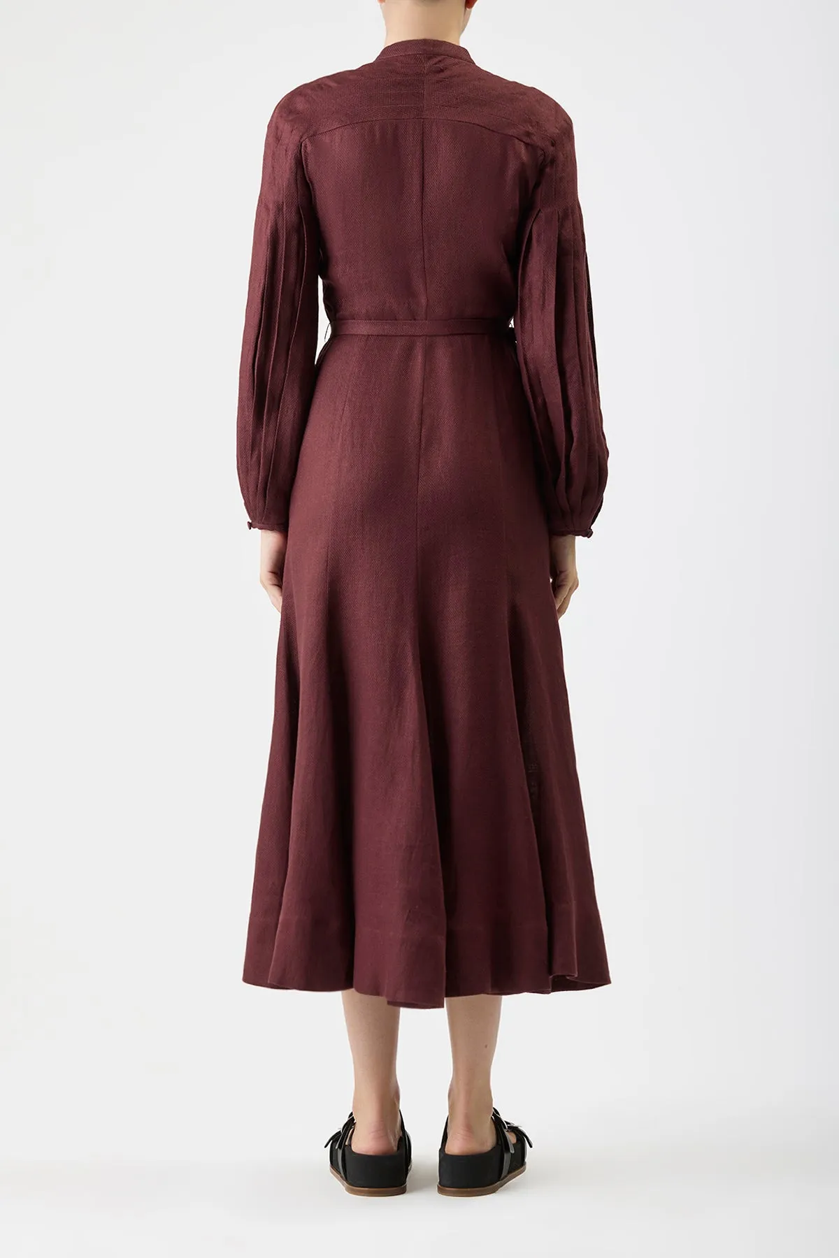 Lydia Maxi Dress with Slip in Deep Bordeaux Linen sold by Gabriela Hearst product image thumbnail 4