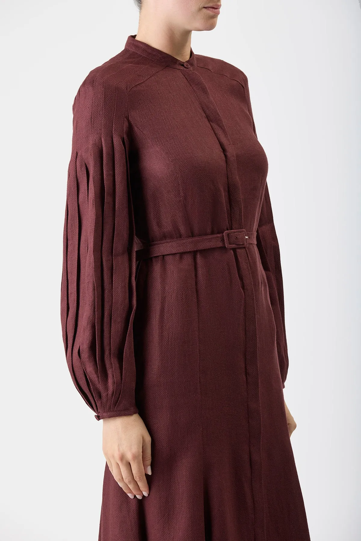 Lydia Maxi Dress with Slip in Deep Bordeaux Linen sold by Gabriela Hearst product image thumbnail 5