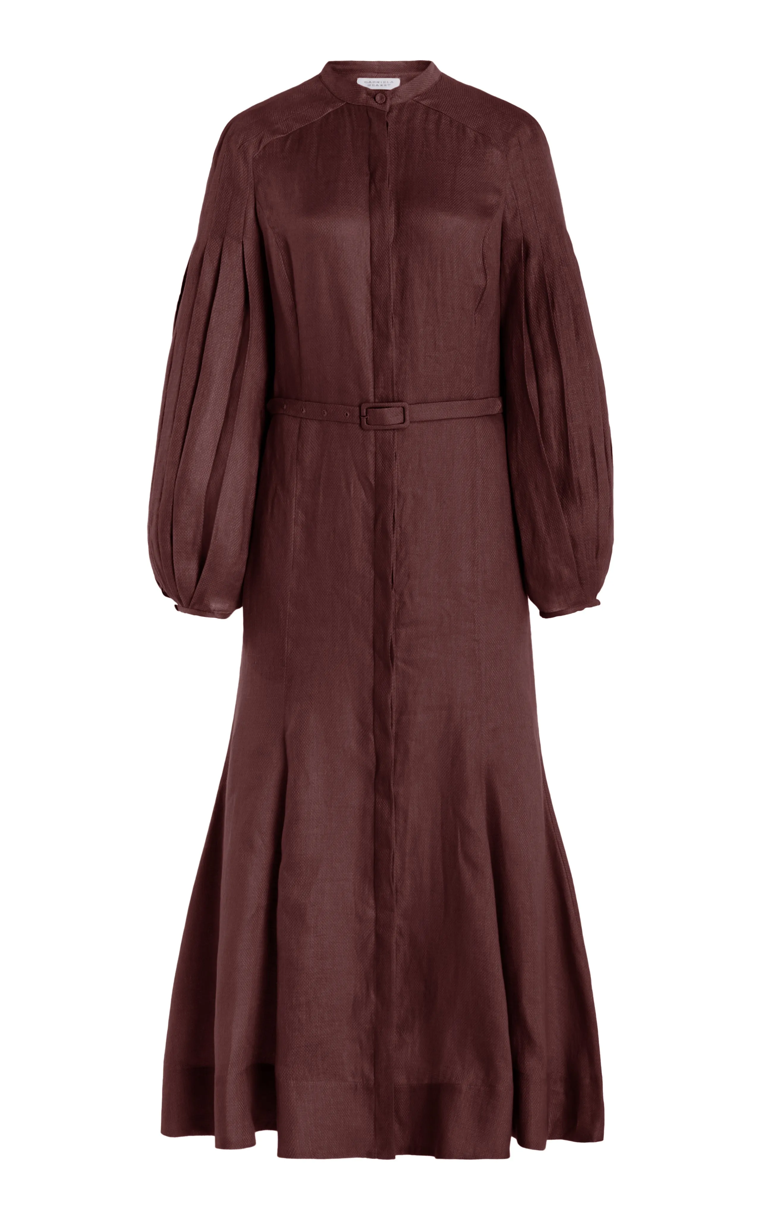 Lydia Maxi Dress with Slip in Deep Bordeaux Linen sold by Gabriela Hearst