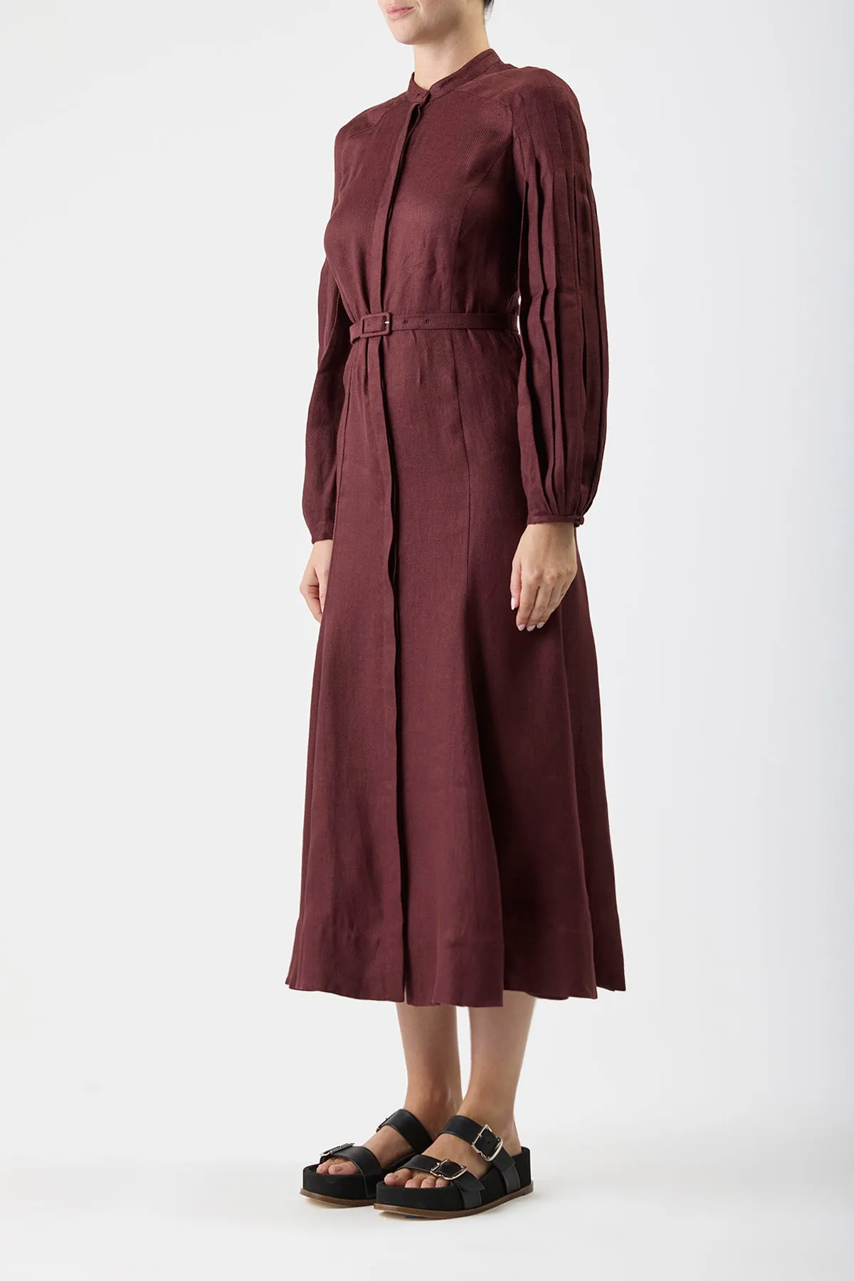 Lydia Maxi Dress with Slip in Deep Bordeaux Linen sold by Gabriela Hearst product image thumbnail 3