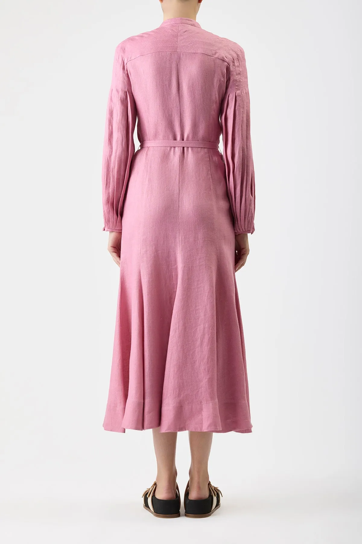 Lydia Maxi Dress with Slip in Rose Quartz Linen sold by Gabriela Hearst product image thumbnail 4