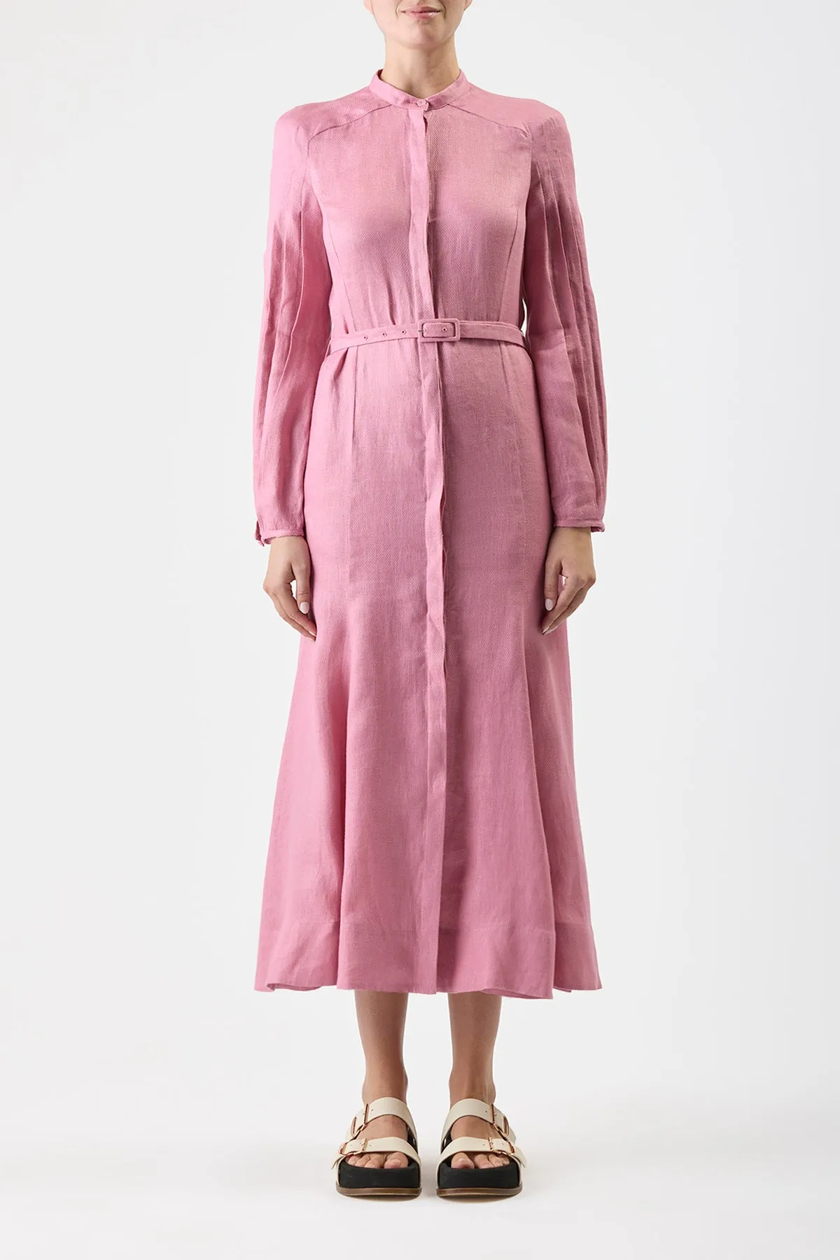 Lydia Maxi Dress with Slip in Rose Quartz Linen sold by Gabriela Hearst product image thumbnail 2