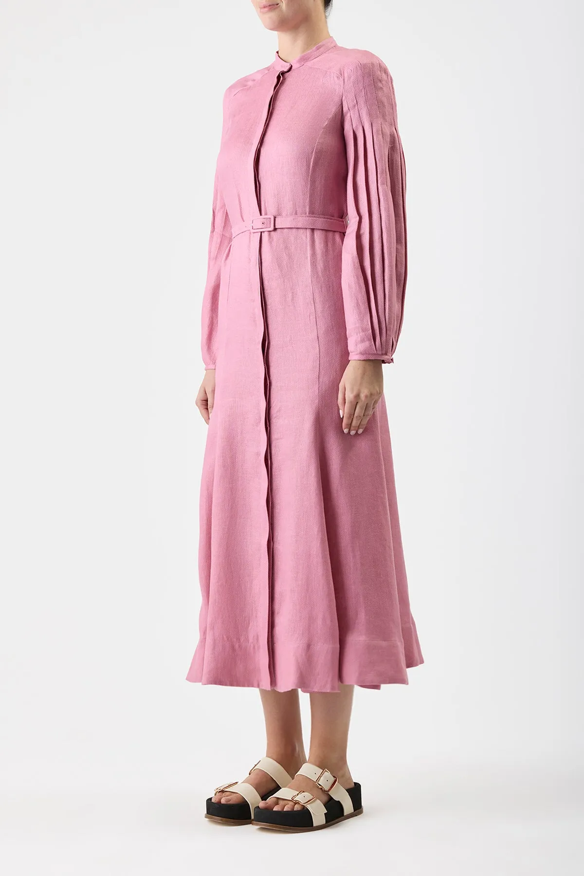 Lydia Maxi Dress with Slip in Rose Quartz Linen sold by Gabriela Hearst product image thumbnail 3