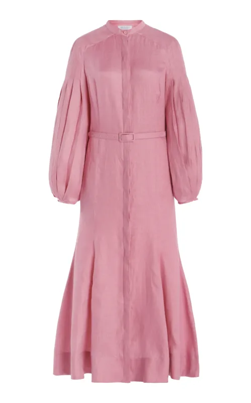 Lydia Maxi Dress with Slip in Rose Quartz Linen sold by Gabriela Hearst