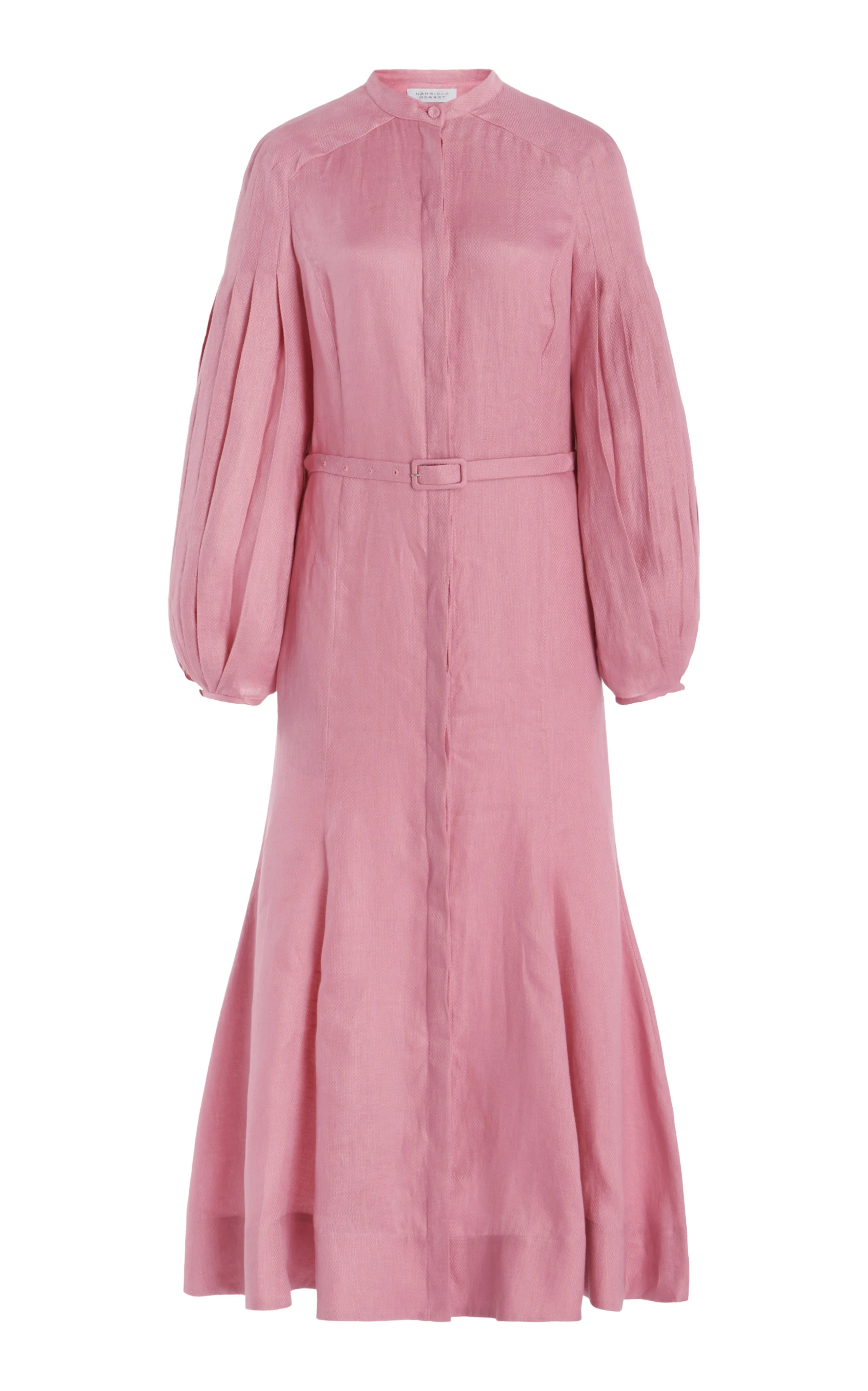 Lydia Maxi Dress with Slip in Rose Quartz Linen sold by Gabriela Hearst