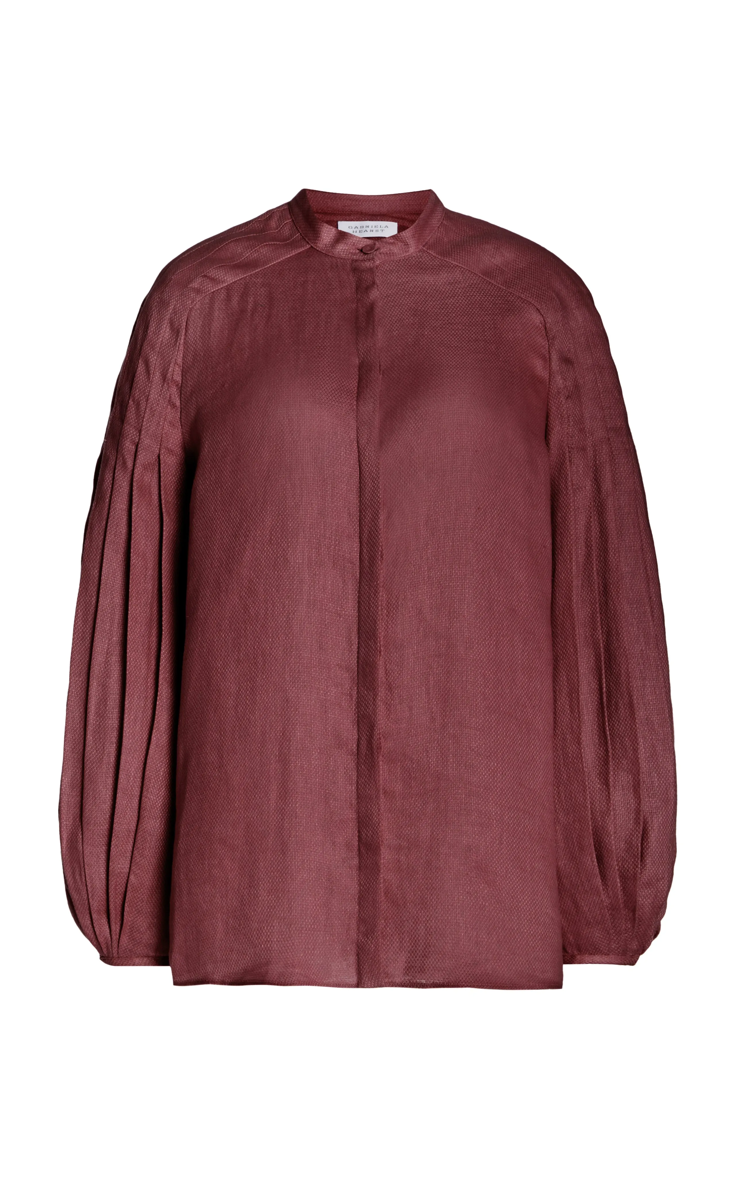 Laetitia Blouse in Deep Bordeaux Linen sold by Gabriela Hearst