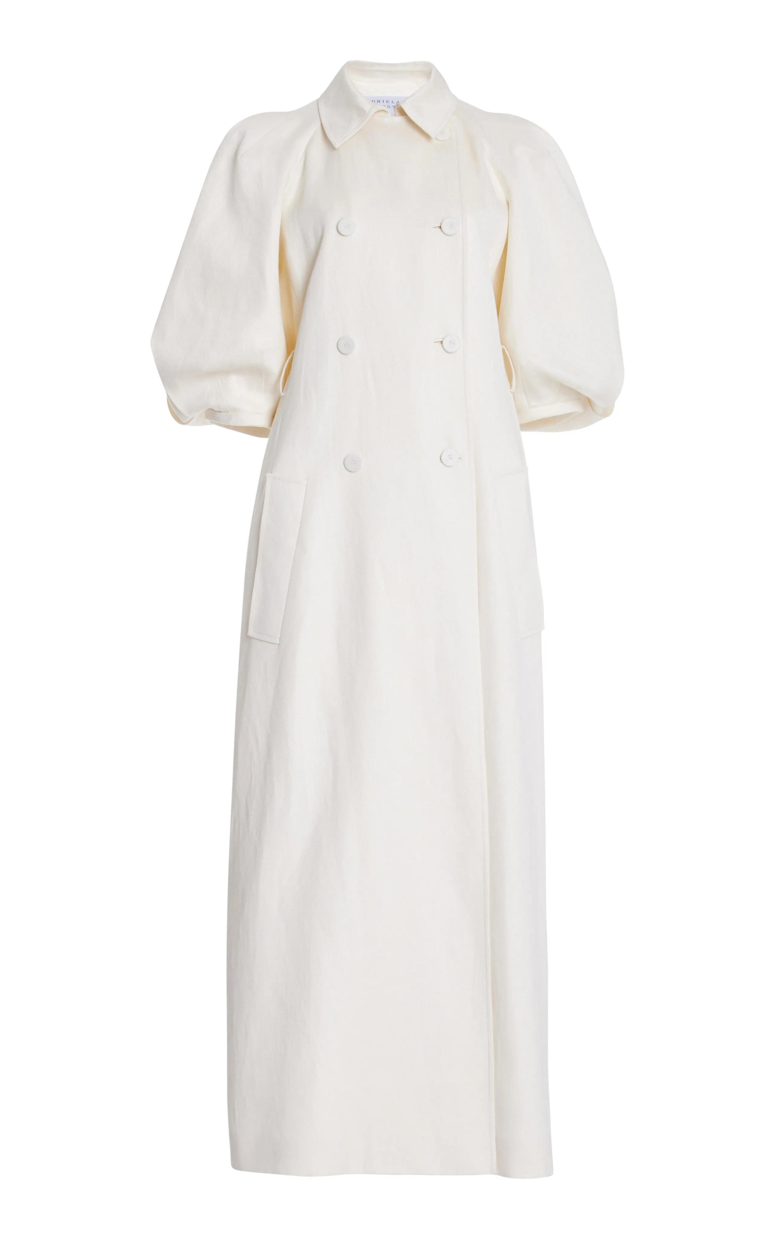 Iona Trench Coat in Ivory Textured Linen sold by Gabriela Hearst