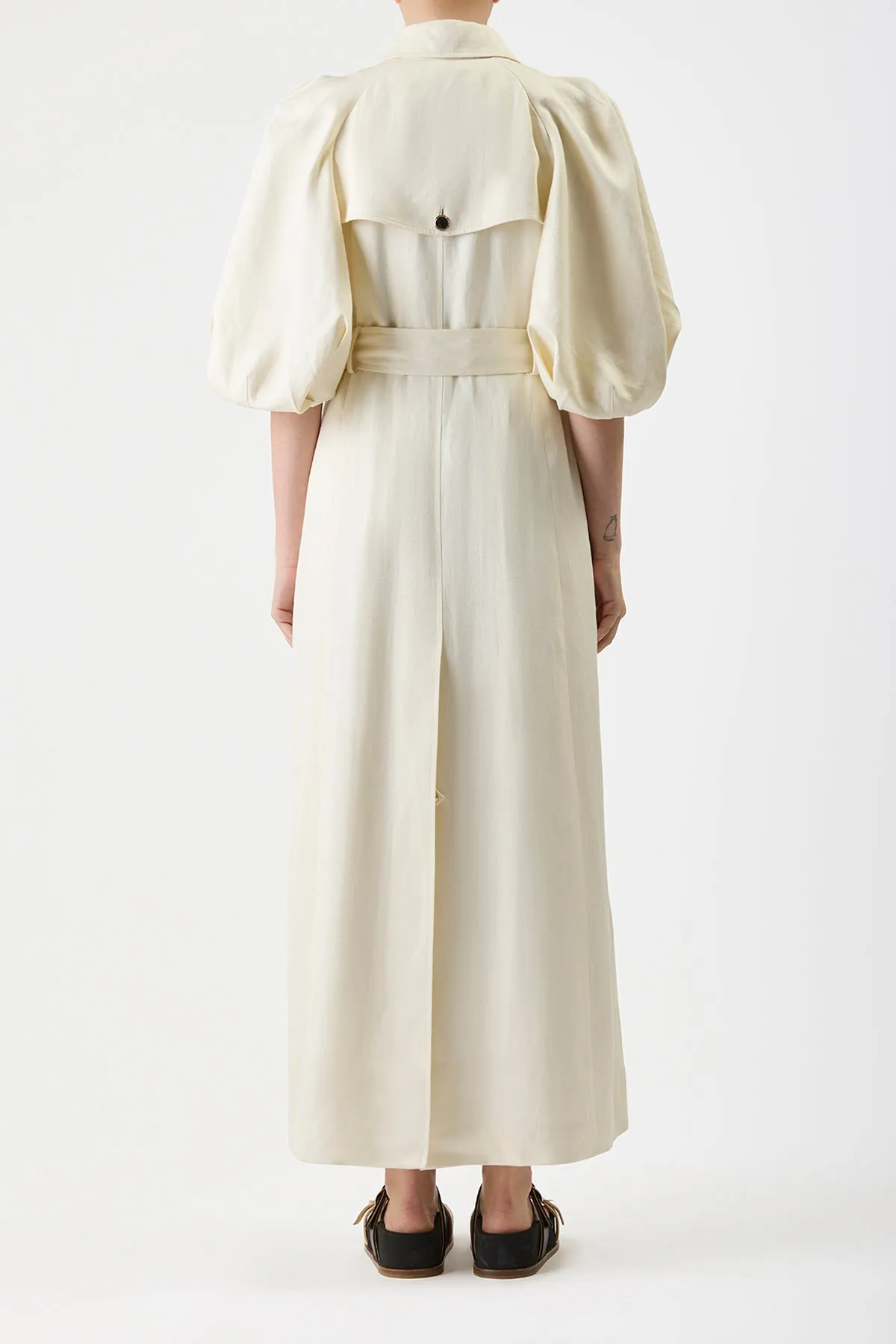 Iona Trench Coat in Ivory Textured Linen sold by Gabriela Hearst product image thumbnail 5