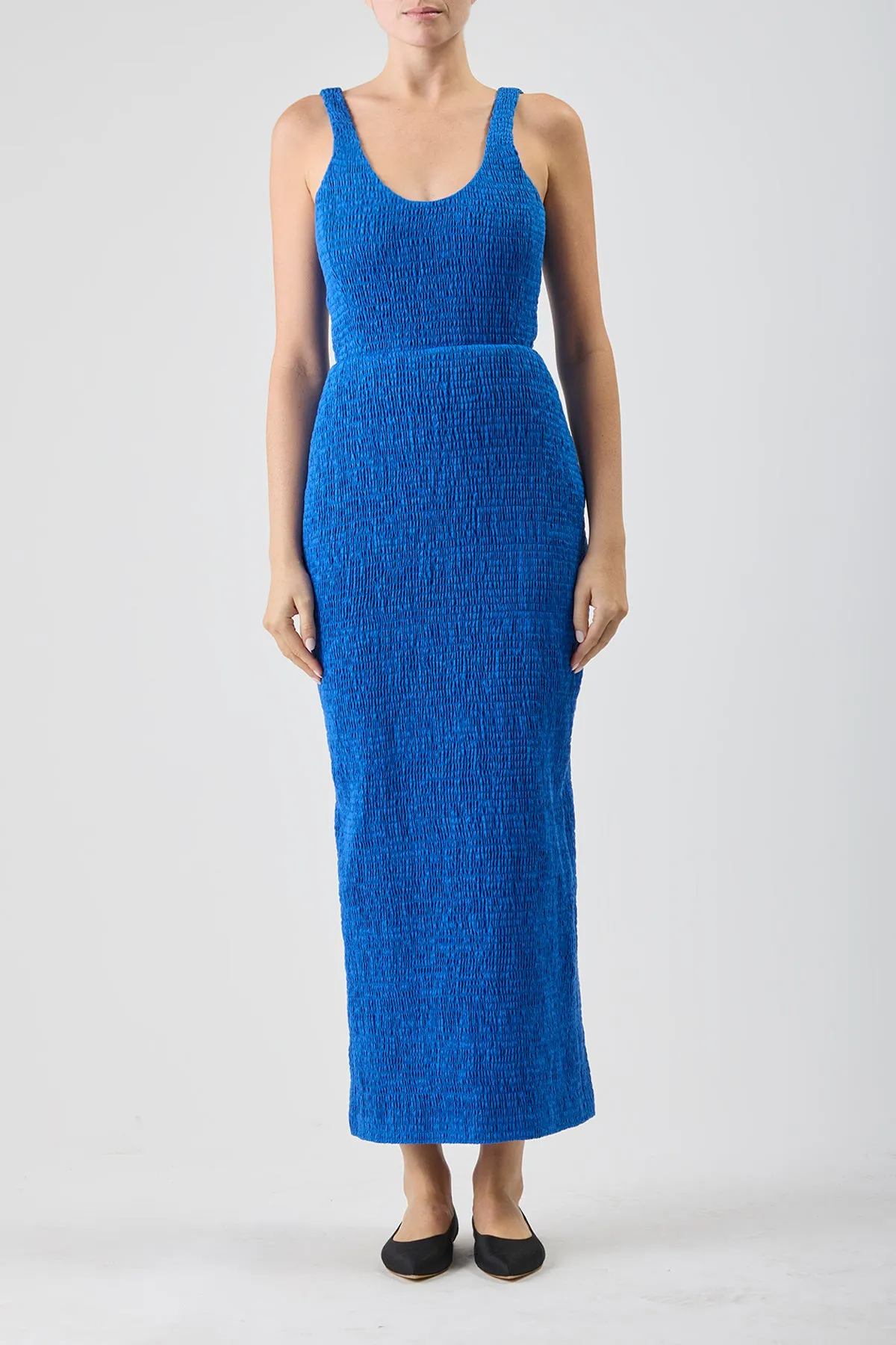 Girard Shirred Maxi Dress in Sapphire Aloe Linen sold by Gabriela Hearst product image thumbnail 2