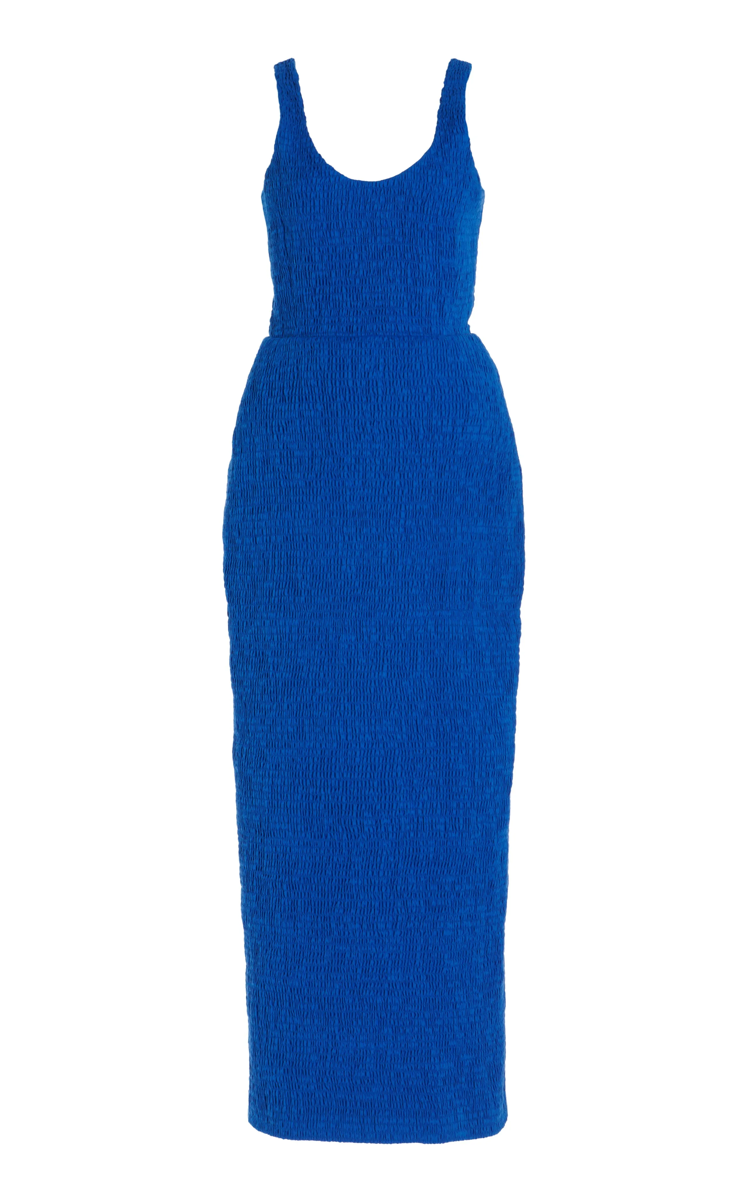 Girard Shirred Maxi Dress in Sapphire Aloe Linen sold by Gabriela Hearst
