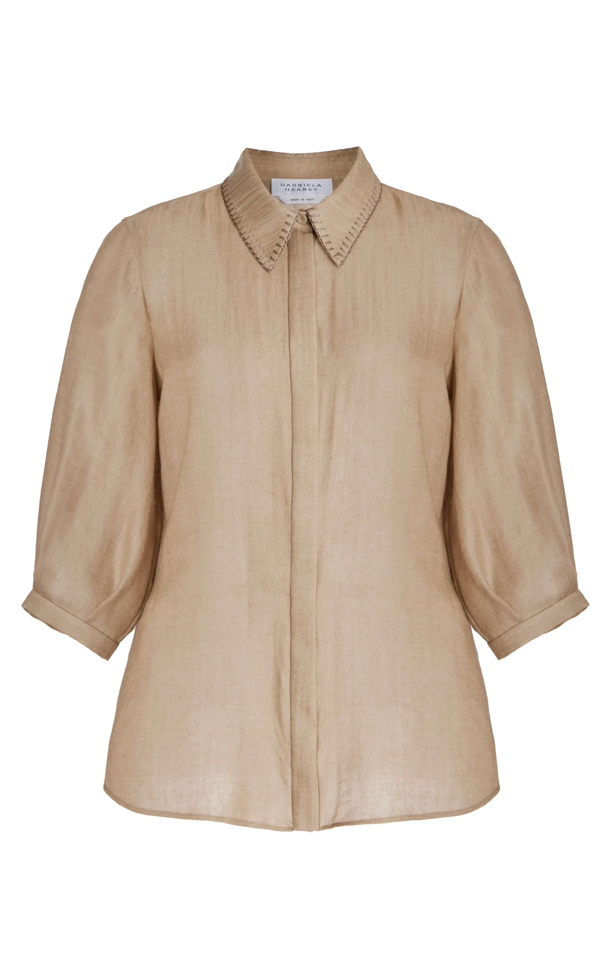 Hadley Blouse in Khaki Virgin Wool Cashmere sold by Gabriela Hearst
