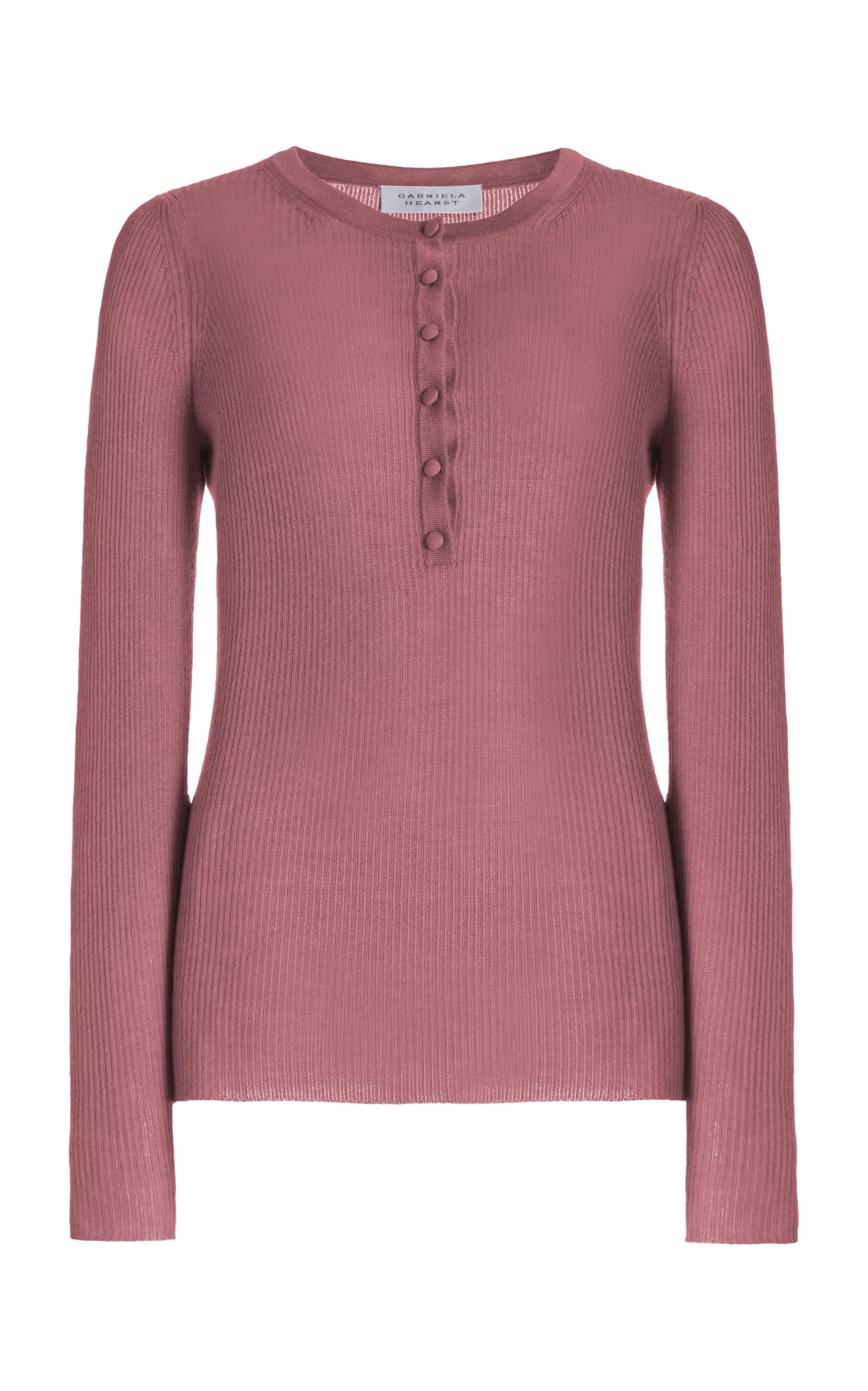 Julian Knit Henley in Rose Quartz Cashmere Silk sold by Gabriela Hearst