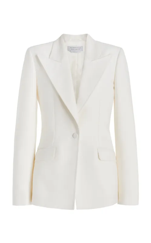 Leiva Sequin Blazer in Ivory Virgin Wool sold by Gabriela Hearst