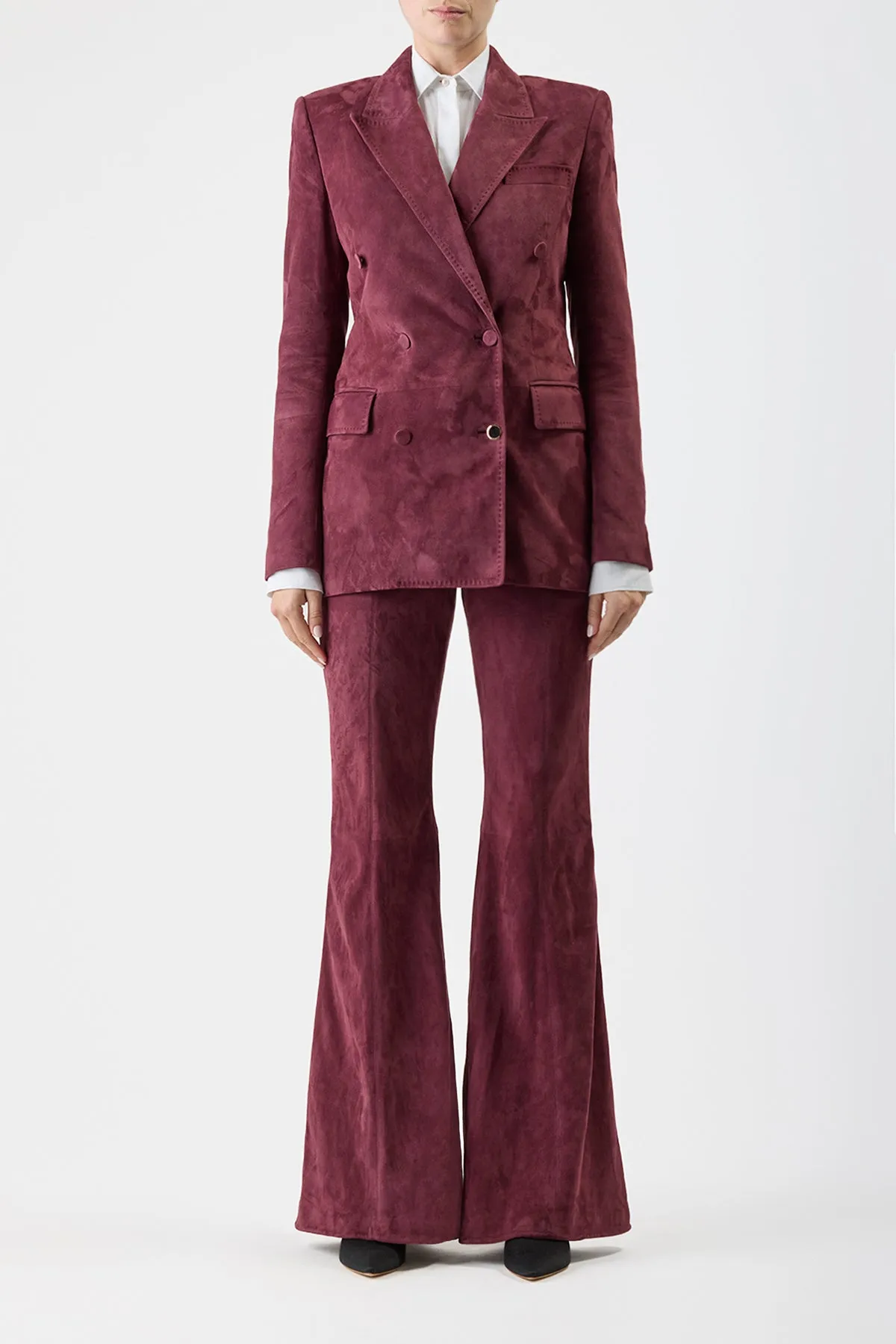 Gavin Blazer in Deep Bordeaux Suede sold by Gabriela Hearst product image thumbnail 3
