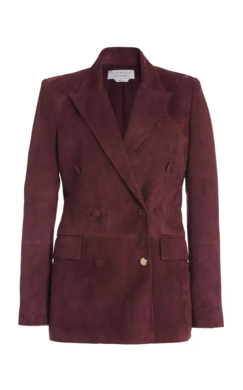 Gavin Blazer in Deep Bordeaux Suede made by Gabriela Hearst
