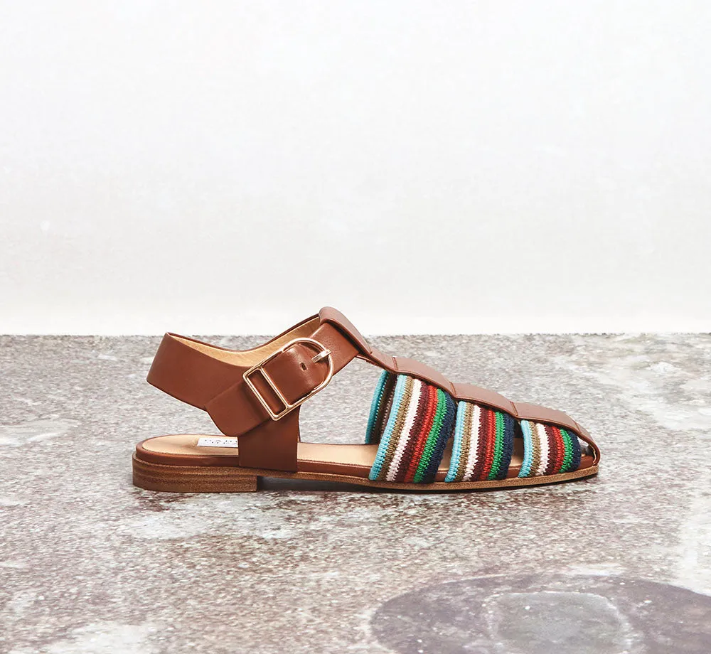 Calla Sandal in Cognac Multi Nappa Leather Crochet sold by Gabriela Hearst product image thumbnail 5