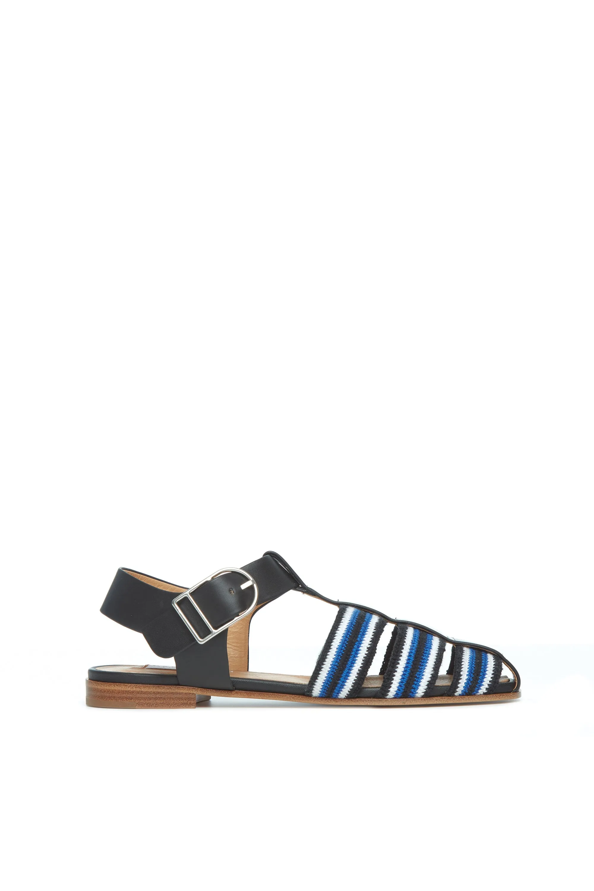Calla Sandal in Black Multi Nappa Leather Crochet sold by Gabriela Hearst