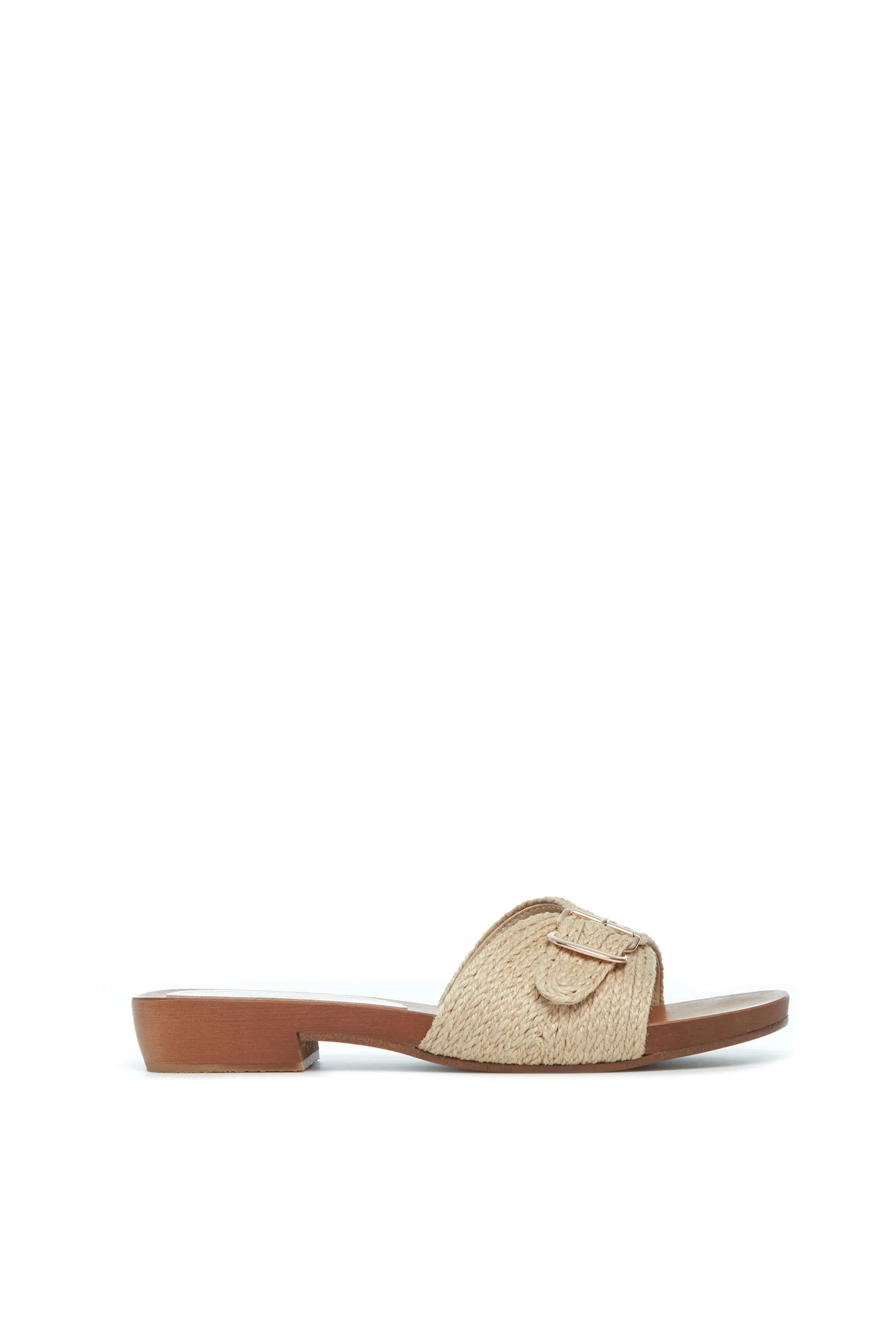 Clover Slide Sandal in Cream Leather Jute sold by Gabriela Hearst