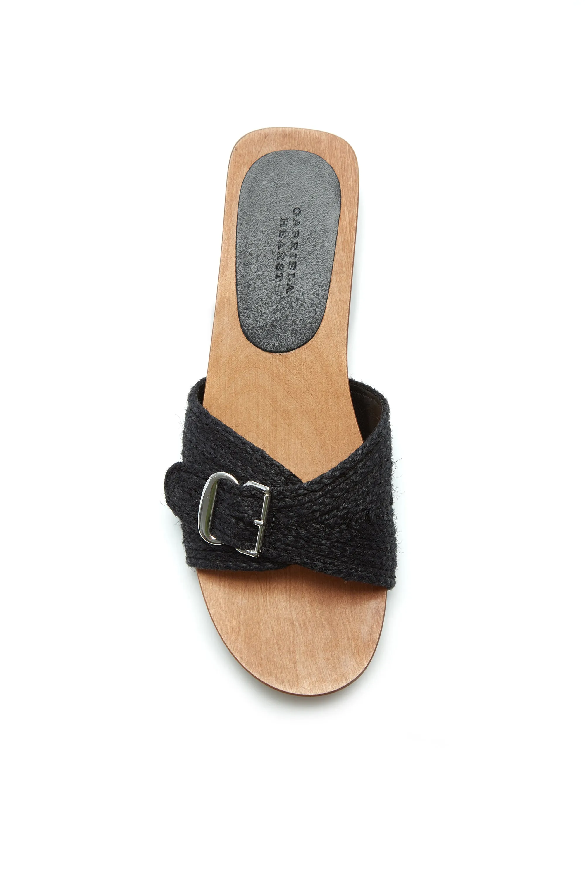 Clover Slide Sandal in Black Leather Jute sold by Gabriela Hearst product image thumbnail 4