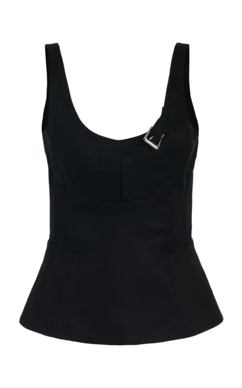 Avalon Top in Black Silk Linen Satin sold by Gabriela Hearst