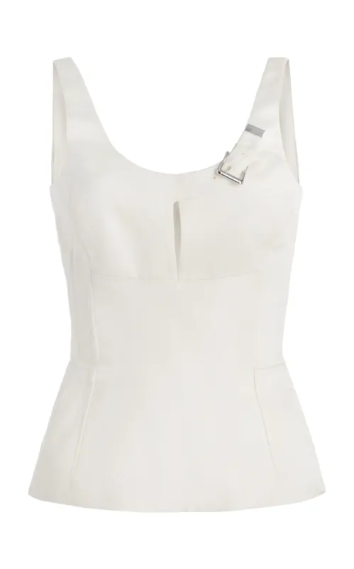 Avalon Top in Ivory Silk Linen Satin sold by Gabriela Hearst