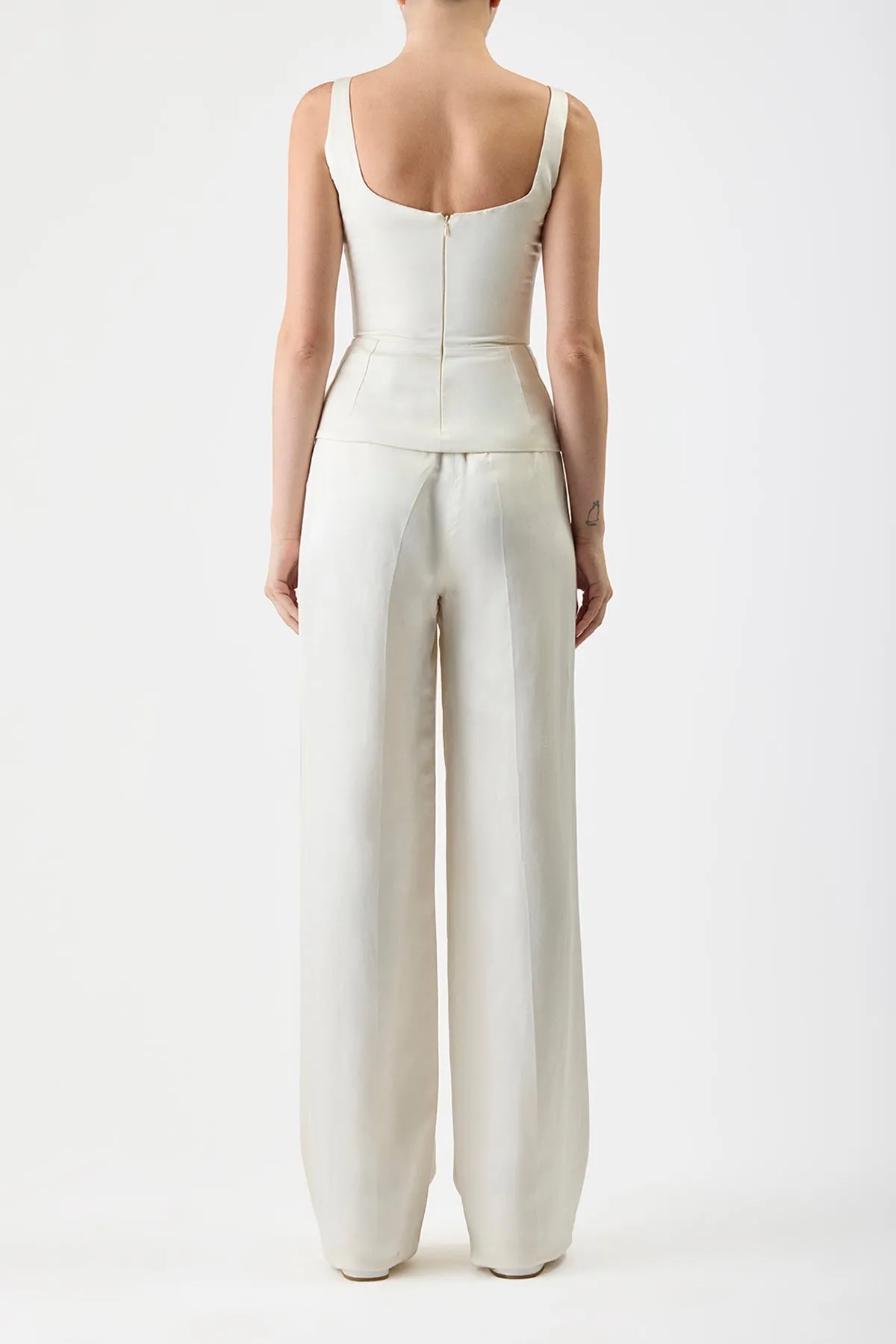 Avalon Top in Ivory Silk Linen Satin sold by Gabriela Hearst product image thumbnail 4