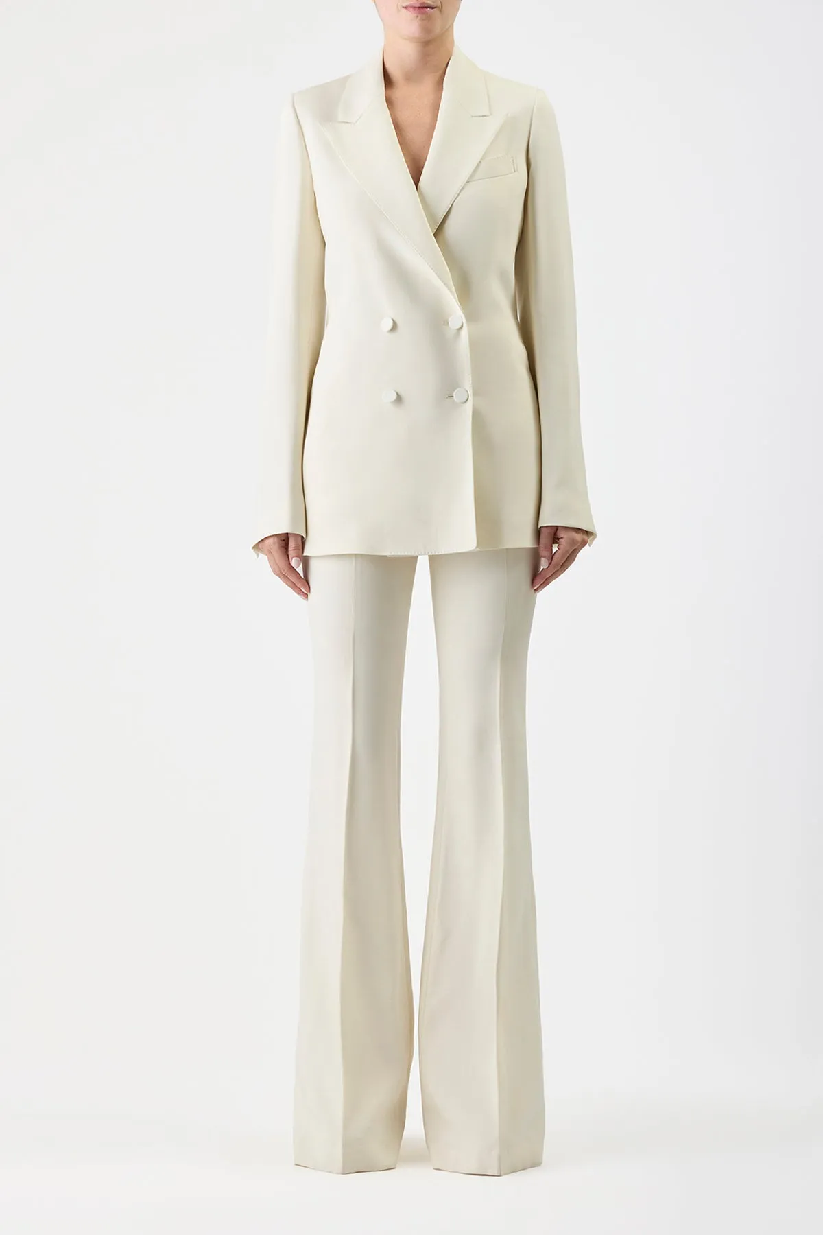Damus Blazer in Ivory Silk Wool Cady sold by Gabriela Hearst product image thumbnail 2