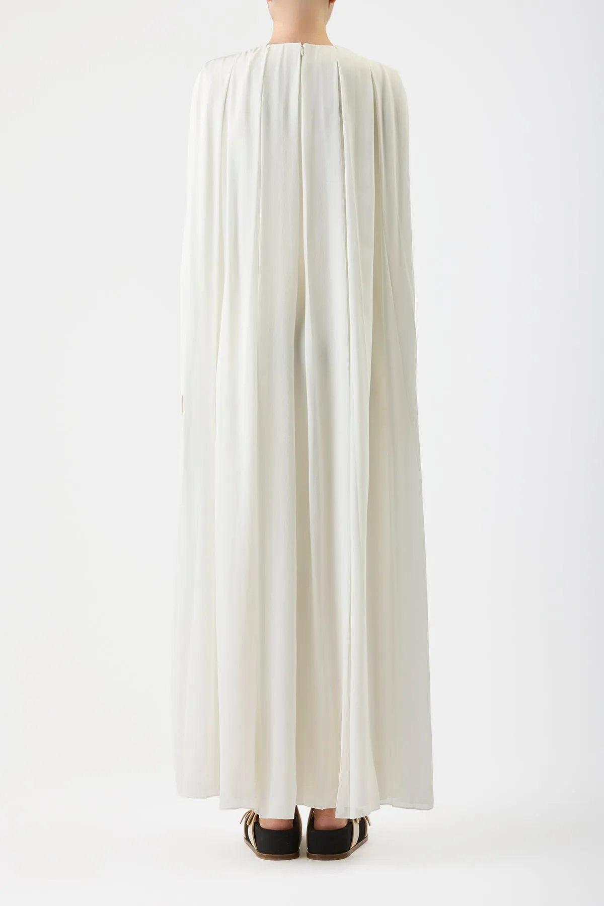 Carlota Draped Maxi Gown in Ivory Silk Wool Cady sold by Gabriela Hearst product image thumbnail 5