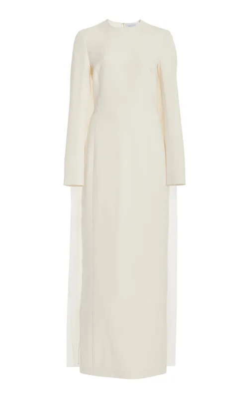 Carlota Draped Maxi Gown in Ivory Silk Wool Cady sold by Gabriela Hearst