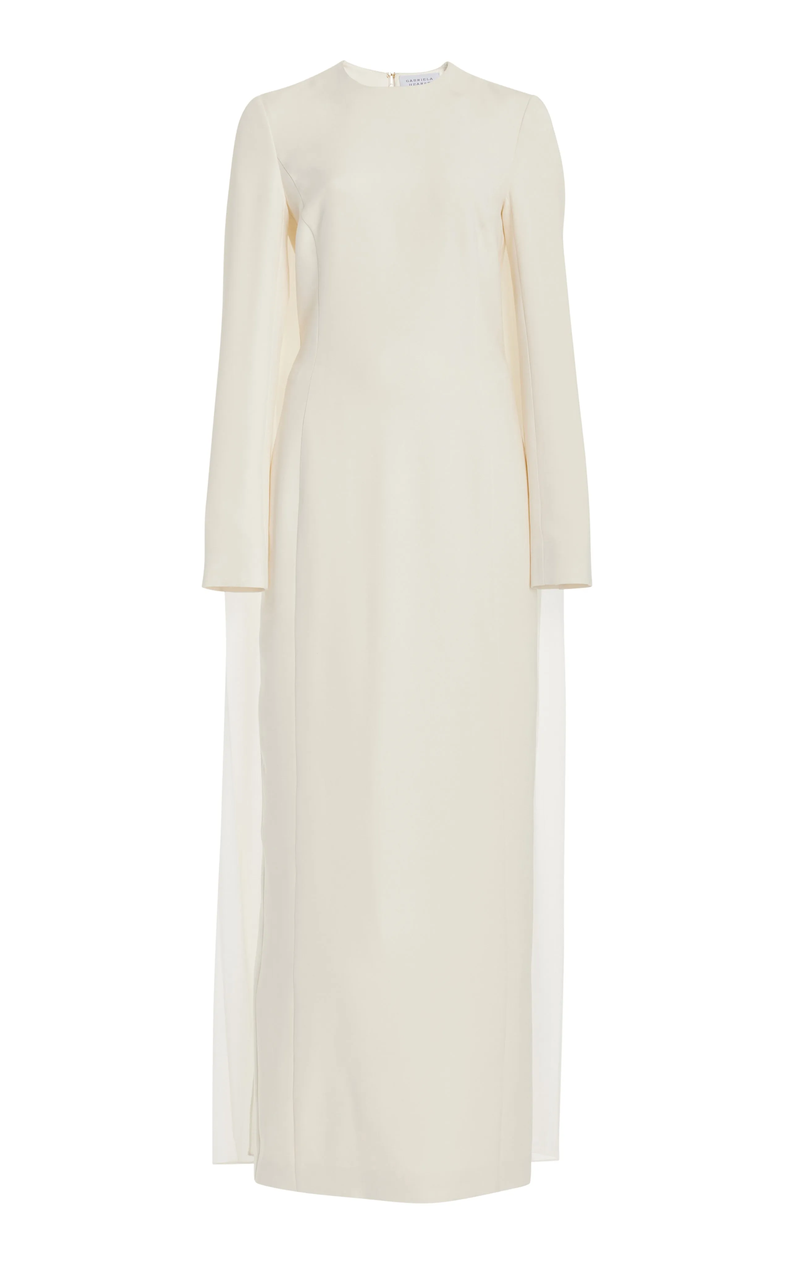 Carlota Draped Maxi Gown in Ivory Silk Wool Cady sold by Gabriela Hearst