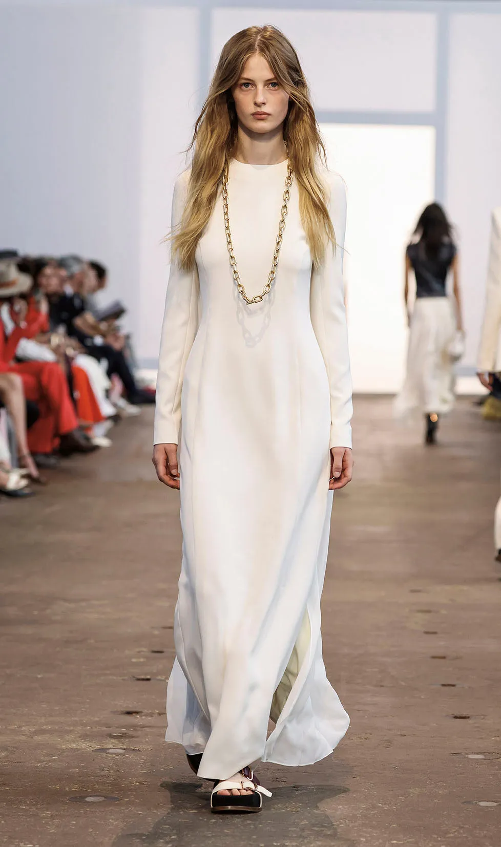 Carlota Draped Maxi Gown in Ivory Silk Wool Cady sold by Gabriela Hearst product image thumbnail 2