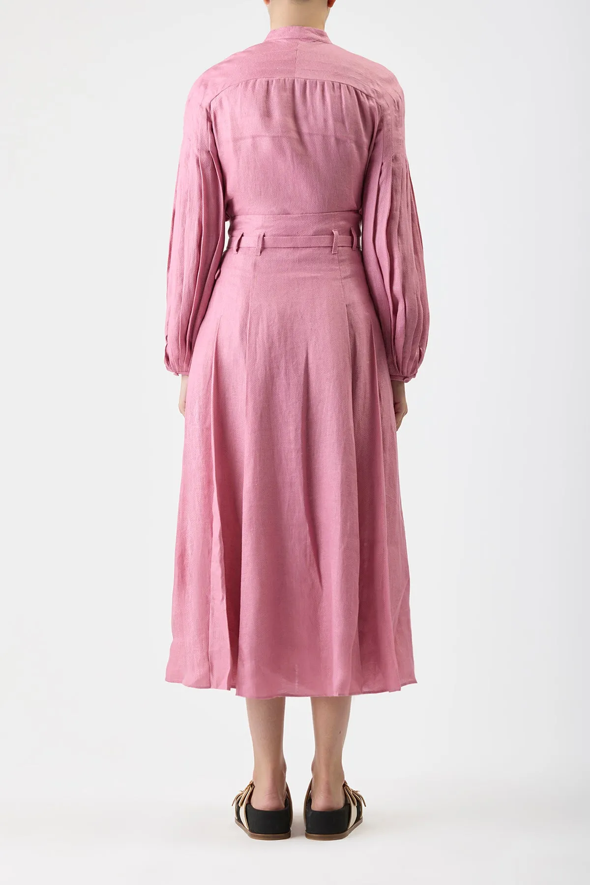 Dugald Pleated Midi Skirt in Rose Quartz Linen sold by Gabriela Hearst product image thumbnail 4