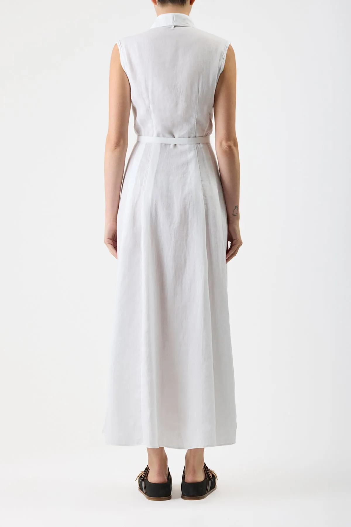 Durand Pleated Maxi Shirtdress in White Aloe Linen sold by Gabriela Hearst product image thumbnail 5