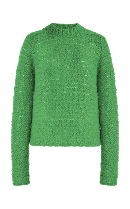 Durand Knit Sweater in Peridot Green Welfat Cashmere sold by Gabriela Hearst