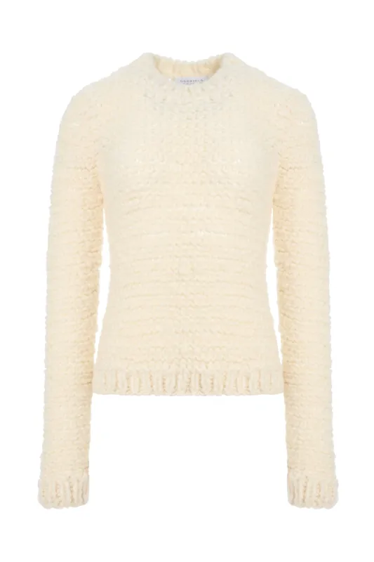 Durand Knit Sweater in Ivory Welfat Cashmere sold by Gabriela Hearst