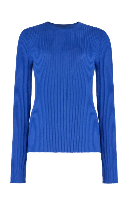 Browning Knit Sweater in Sapphire Cashmere Silk sold by Gabriela Hearst