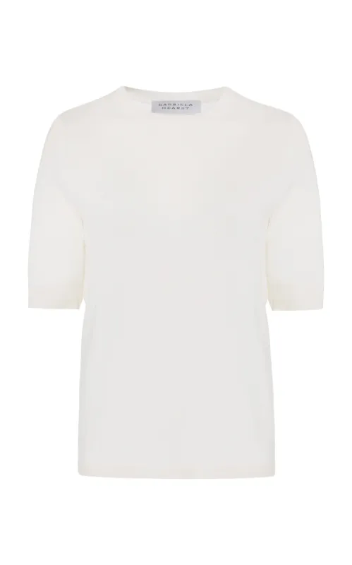 Brunner Knit T-Shirt in Ivory Cashmere Silk sold by Gabriela Hearst