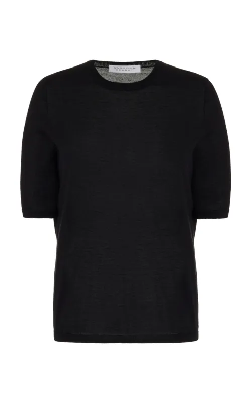Brunner Knit T-Shirt in Black Cashmere Silk sold by Gabriela Hearst